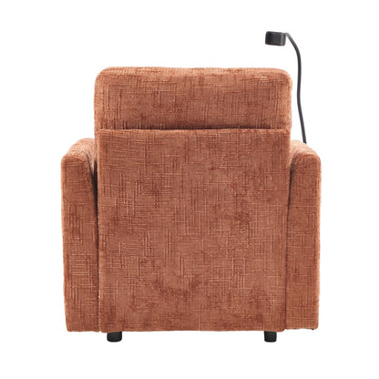Multifunctional Chenille Recliner Sofa with Storage and Phone Bracket for Living Room or Bedroom in Orange-海智集-Default-
