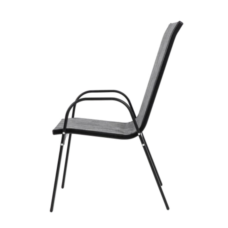 4 Piece Patio Chairs, Outdoor Camping Chairs with Breathable Textilene Fabric, Set of 2 Garden Chairs with Armrest High Backrest for Garden Patio Pool Beach Yard Space Saving ( Grey)-海智集-Default-