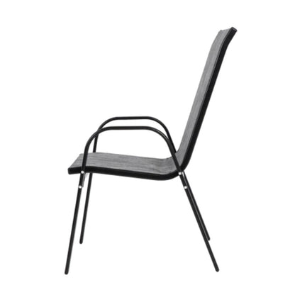 4 Piece Patio Chairs, Outdoor Camping Chairs with Breathable Textilene Fabric, Set of 2 Garden Chairs with Armrest High Backrest for Garden Patio Pool Beach Yard Space Saving ( Grey)-海智集-Default-