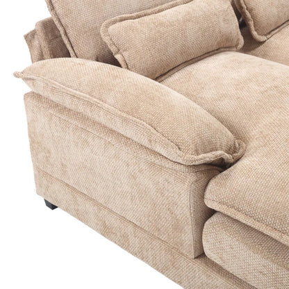 UNITED WE WIN Chenille, high quality sponge filling, solid wood frame, oversized four-seater, U-shaped combination sofa-海智集-Default-
