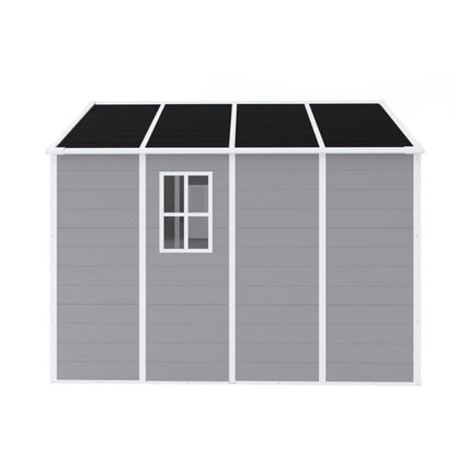 Campcraft 8*8ft resin storage shed, high quality pp material, strong structure, waterproof, rust and UV proof, large storage space, 12mm thick pp board, HD window lighting-海智集-Default-