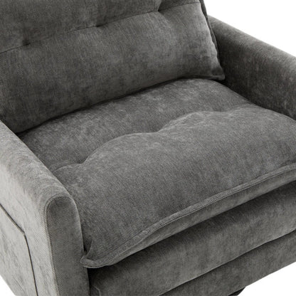 UNITED WE WIN Swivel Barrel Chair - Mid Century Modern Chair, Thick Padded Arm Chair with Solid Metal Base, Comfortable Single Sofa Chair, Swivel Accent Chair for Living Room Bedroom-海智集-Default-