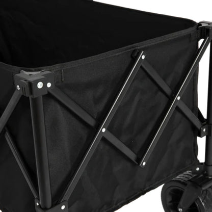 Foldable Extended Wagon with 220lbs Weight Capacity, Heavy Duty 300L Folding Utility Garden Cart with Big All-Terrain Beach Wheels & Drink Holders. Black-海智集-Default-