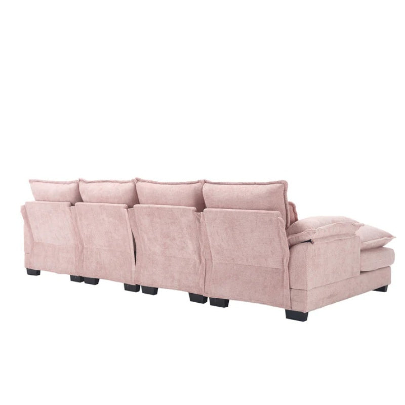 UNITED WE WIN Chenille, high quality sponge filling, solid wood frame, oversized four-seater, U-shaped combination sofa-海智集-Default-