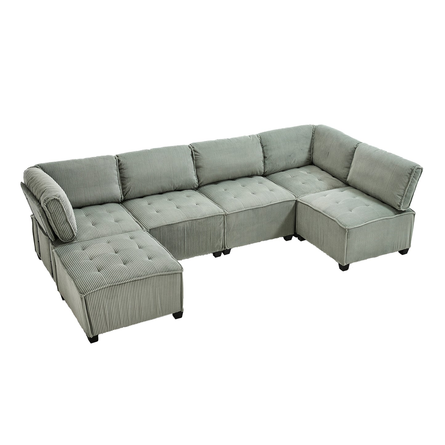 UNITED WE WIN Modular Sectional Sofa U Shaped Modular Couch with Reversible Chaise Modular Sofa Sectional Couch,6- Seat Convertible Sofa,Fit for Living Room-海智集-Default-