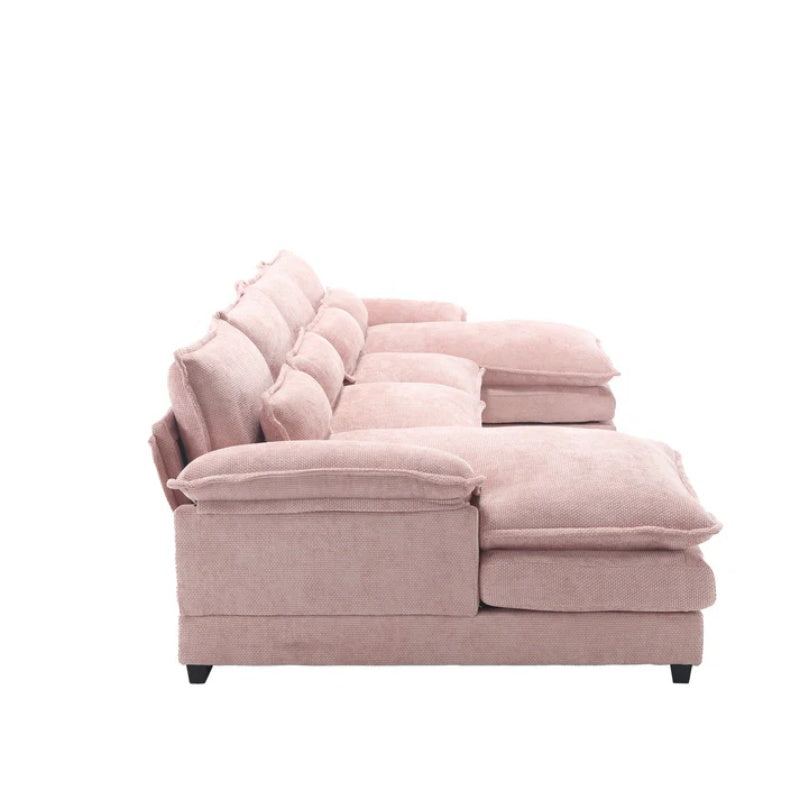 UNITED WE WIN Chenille, high quality sponge filling, solid wood frame, oversized four-seater, U-shaped combination sofa-海智集-Default-