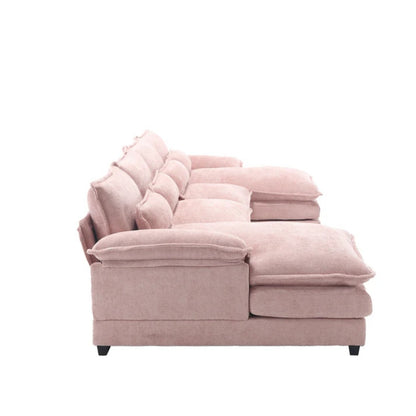 UNITED WE WIN Chenille, high quality sponge filling, solid wood frame, oversized four-seater, U-shaped combination sofa-海智集-Default-
