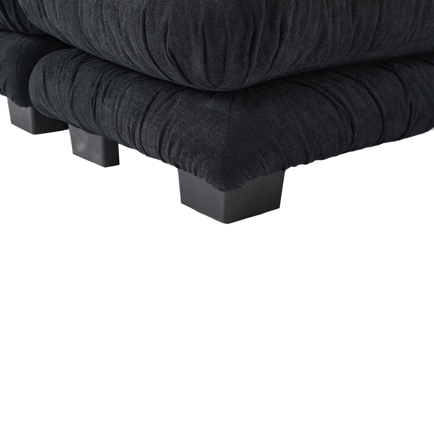 UNITED WE WIN Pelletized velvet U Shape Cloud Couch with 2 Ottomans,Free Combined 3 Seater Comfy Sofa with Bolster Armrest Pillows, sofa for Living Room-海智集-Default-