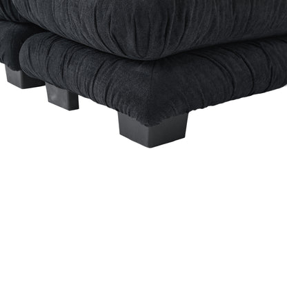 UNITED WE WIN Pelletized velvet U Shape Cloud Couch with 2 Ottomans,Free Combined 3 Seater Comfy Sofa with Bolster Armrest Pillows, sofa for Living Room-海智集-Default-