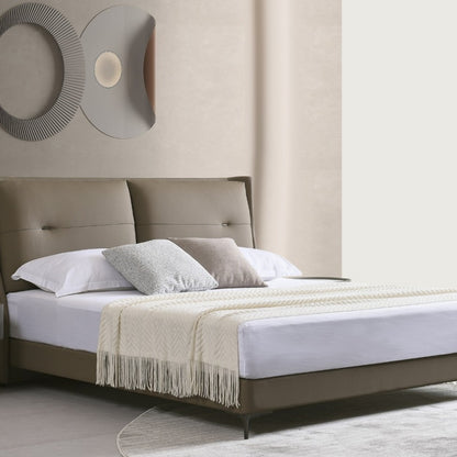 Luxurious bedding made of genuine leather, simple Italian light luxury, high-end solid wood soft package, without bedside table-海智集-