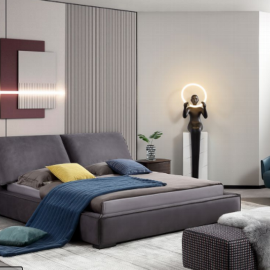 Luo LAN Series Italian Light Luxury Sandpaper Bed B119 # 235 * 214 * 105 (Single bed without bedside table-海智集-