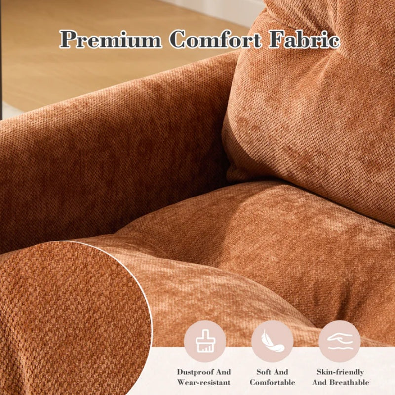 UNITED WE WIN Swivel Barrel Chair - Mid Century Modern Chair, Thick Padded Arm Chair with Solid Metal Base, Comfortable Single Sofa Chair, Swivel Accent Chair for Living Room Bedroom-海智集-Default-