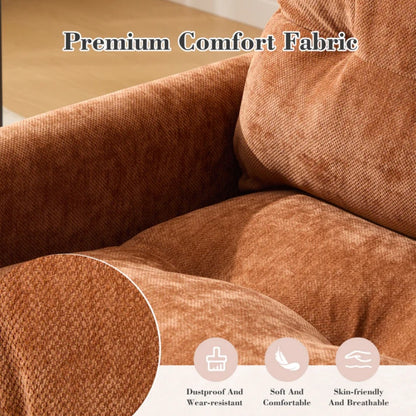 UNITED WE WIN Swivel Barrel Chair - Mid Century Modern Chair, Thick Padded Arm Chair with Solid Metal Base, Comfortable Single Sofa Chair, Swivel Accent Chair for Living Room Bedroom-海智集-Default-