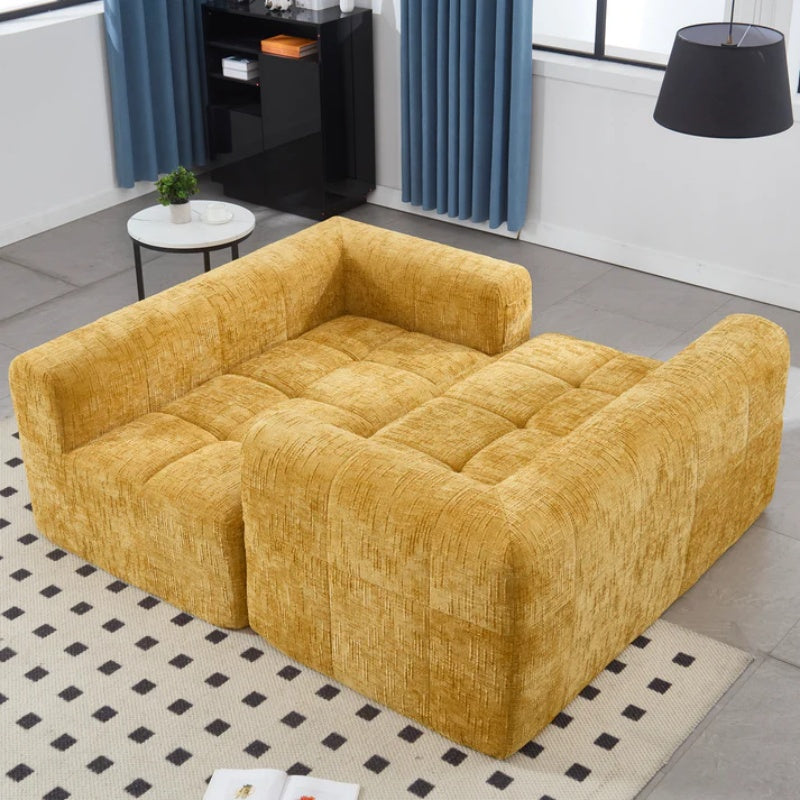 UNITED WE WIN Chenille Loveseat Sofa,Minimalist Modular Couches Sleeper for Living Room Bedroom Apartment Lounge-海智集-Default-