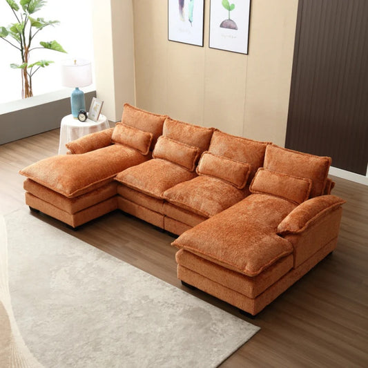 UNITED WE WIN Modern Large chenille Fabric U-Shape Sectional Sofa-海智集-Default-