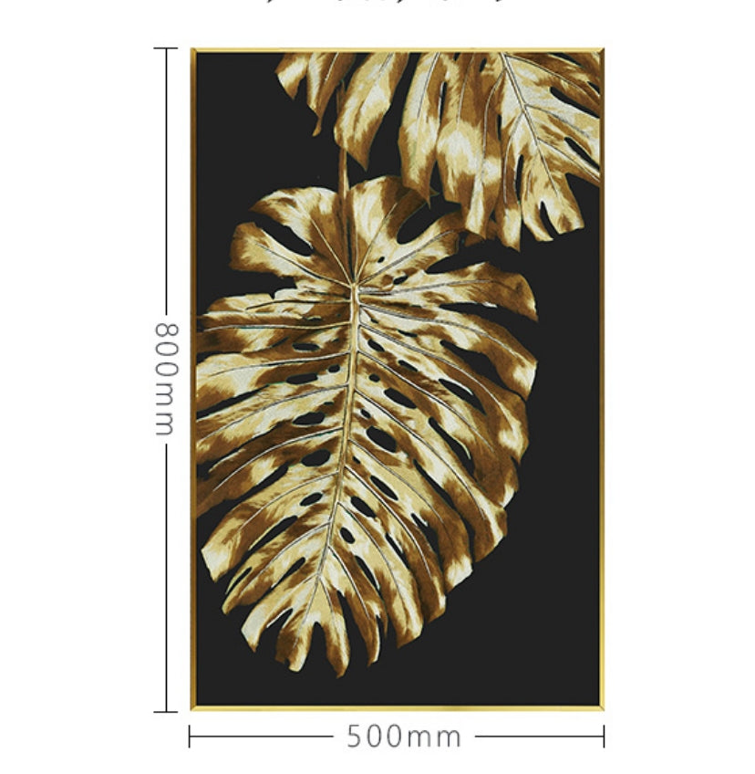 Commercial Suzhou Full Embroidery — framed, simulated silk, soft luster. Dual craftsmanship. Wholesale for decor firms, commercial use; home use too. Art decor for hotels, offices, residences.Monstera Leaf-海智集-