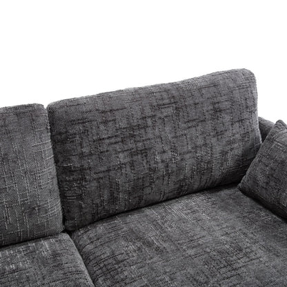 Modern Style Chenille 2-Seater Sofa with LED Light, USB Port, and Storage Bag in Gray-海智集-Default-
