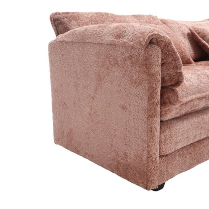 UNITED WE WIN Chenille fabric, removable armrests with side pockets, high density sponge filling, oversized double sofa with footstool-海智集-Default-