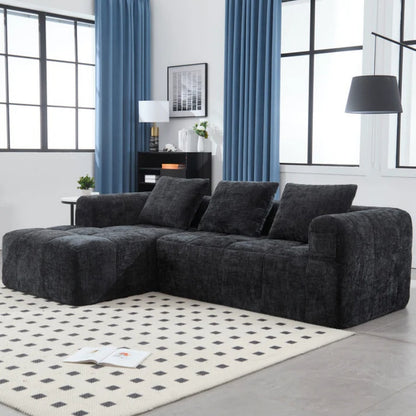 UNITED WE WIN 98.42-inch modular sectional sofa, modern modular L-shaped sofa with chaise longue, equipped with small side pockets and free of compression during installation.-海智集-Default-