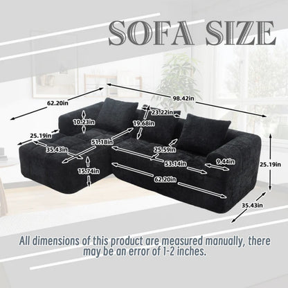 UNITED WE WIN 98.42-inch modular sectional sofa, modern modular L-shaped sofa with chaise longue, equipped with small side pockets and free of compression during installation.-海智集-Default-