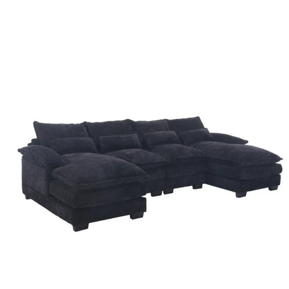 UNITED WE WIN Chenille, high quality sponge filling, solid wood frame, oversized four-seater, U-shaped combination sofa-海智集-Default-