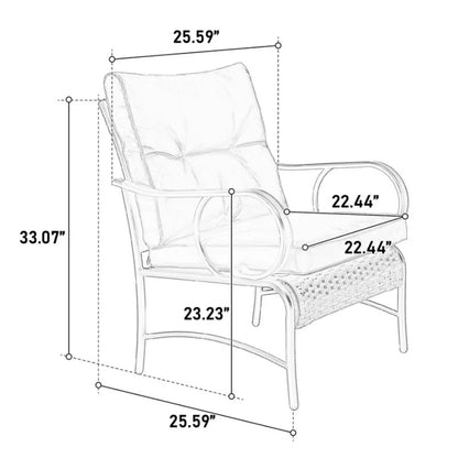 3 Pieces Patio Set Outdoor Wicker Furniture Sets Modern Rattan Chair Conversation Sets with Coffee Table-海智集-Default-