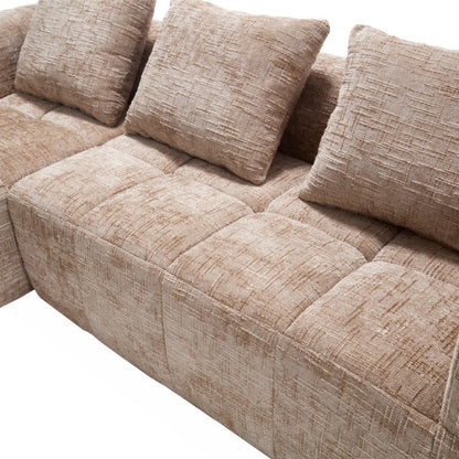 UNITED WE WIN 98.42-inch modular sectional sofa, modern modular L-shaped sofa with chaise longue, equipped with small side pockets and free of compression during installation.-海智集-Default-