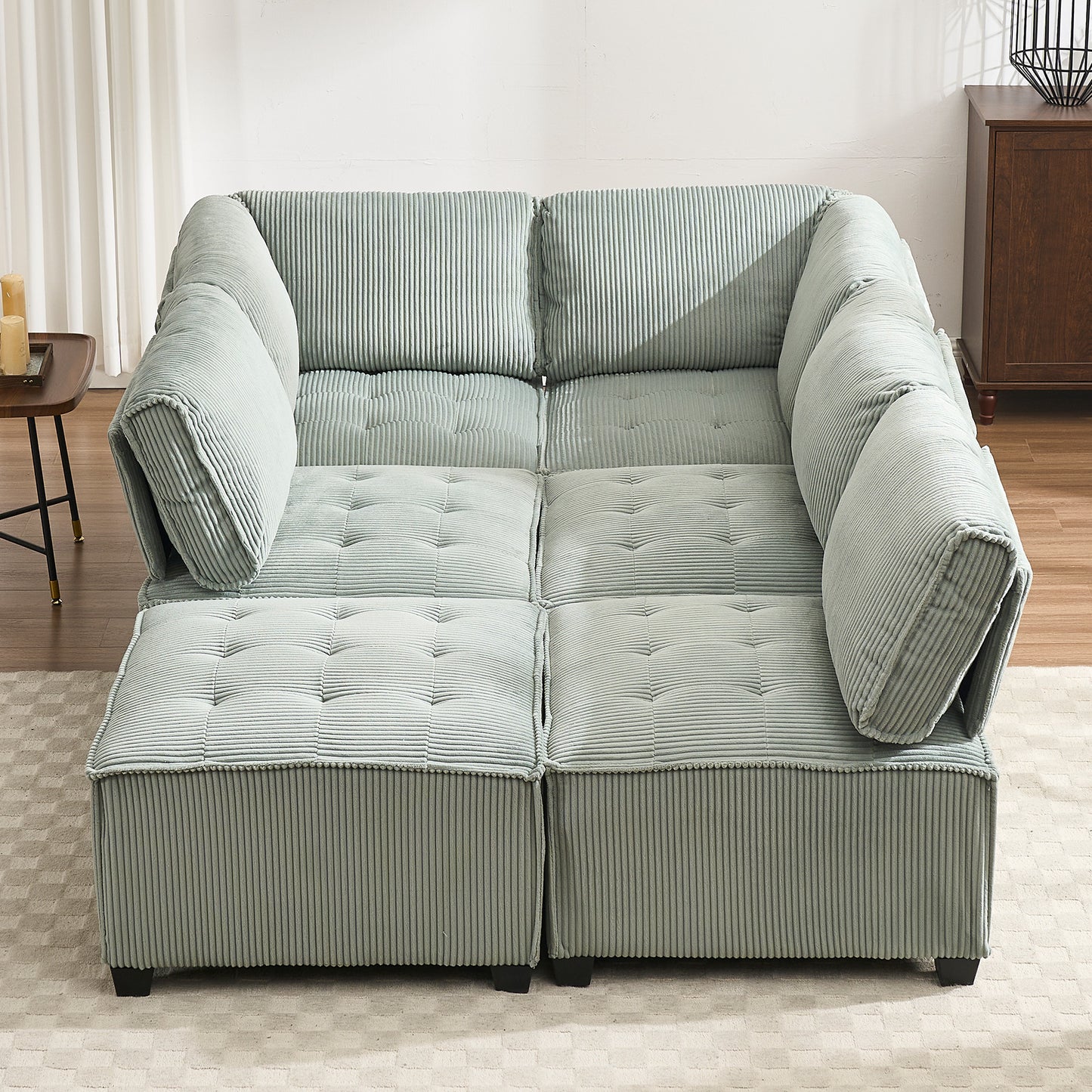 UNITED WE WIN Modular Sectional Sofa U Shaped Modular Couch with Reversible Chaise Modular Sofa Sectional Couch,6- Seat Convertible Sofa,Fit for Living Room-海智集-Default-