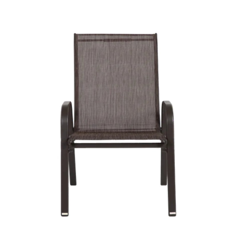 2 Piece Patio Chairs, Outdoor Camping Chairs with Breathable Textilene Fabric, Set of 2 Garden Chairs with Armrest High Backrest for Garden Patio Pool Beach Yard Space Saving ( Brown)-海智集-Default-