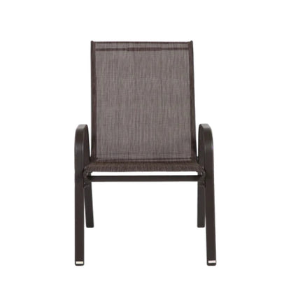 2 Piece Patio Chairs, Outdoor Camping Chairs with Breathable Textilene Fabric, Set of 2 Garden Chairs with Armrest High Backrest for Garden Patio Pool Beach Yard Space Saving ( Brown)-海智集-Default-