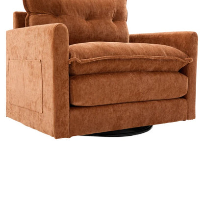 UNITED WE WIN Swivel Barrel Chair - Mid Century Modern Chair, Thick Padded Arm Chair with Solid Metal Base, Comfortable Single Sofa Chair, Swivel Accent Chair for Living Room Bedroom-海智集-Default-