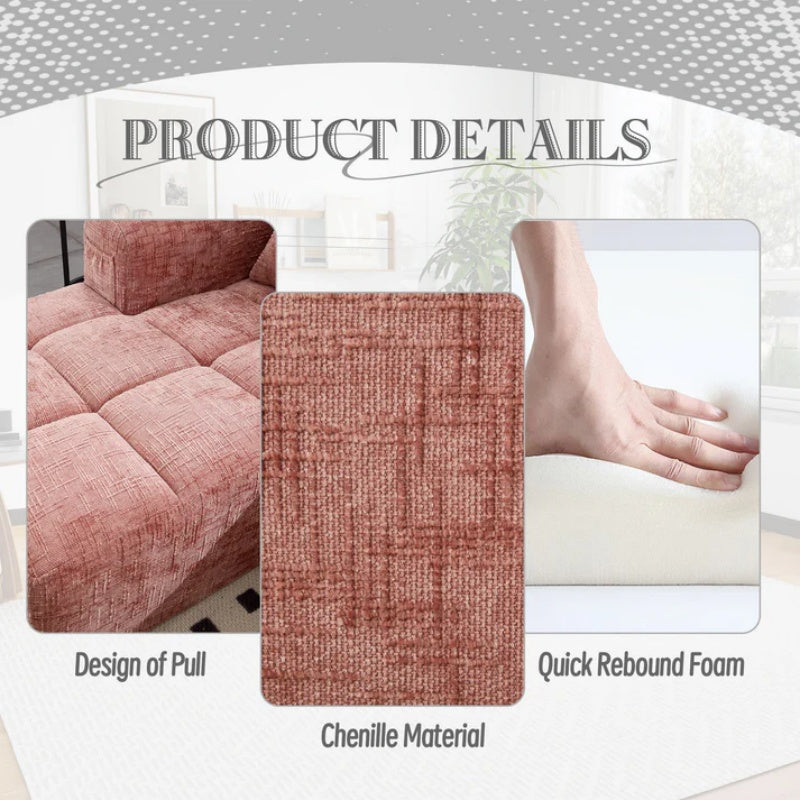 UNITED WE WIN 98.42-inch modular sectional sofa, modern modular L-shaped sofa with chaise longue, equipped with small side pockets and free of compression during installation.-海智集-Default-