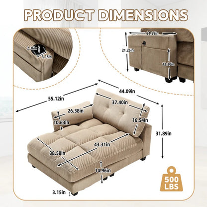 UNITED WE WIN Sleeper Sofa Couch Bed,Oversized Chaise Lounge Chair Cozy Cloud Couch-海智集-Default-