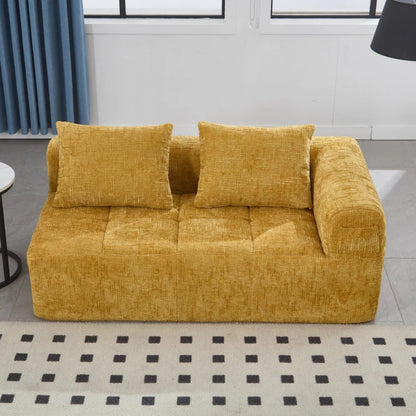 UNITED WE WIN Chenille Loveseat Sofa,Minimalist Modular Couches Sleeper for Living Room Bedroom Apartment Lounge-海智集-Default-