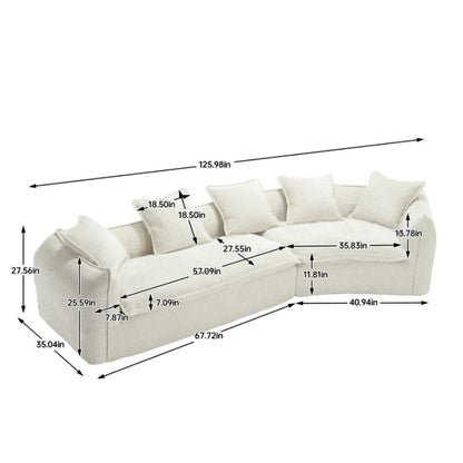 Modular Sectional Sofa, U-Shaped Couch with Sofa for five & Pillows, Modern Minimalist chenille Fabric Large Comfy Cloud Sofas, Living Room Furniture Sets-海智集-Default-