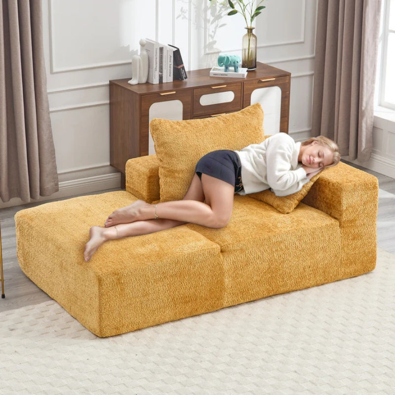 UNITED WE WIN Memory Foam 2-Seater Couch, No Installation & Easy to Transport, Deep Seat Modern Sofa with Chenille Fabric, Couch for Living Room, Bedroom, Apartment, Home Office-海智集-Default-