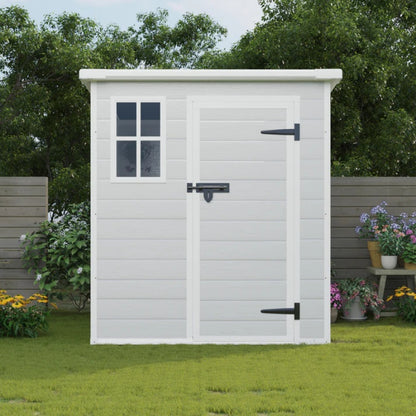 6x6 FT Storage Shed, Waterproof Resin Outdoor Storage Shed with Floor & Window & Lockable Doors and Vents, Tool Shed for Bike, Garden, Backyard,Lawn, All Weather Use, Light Grey-海智集-Default-