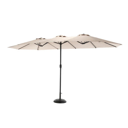 14.8 Ft Double Sided Outdoor Umbrella Rectangular Large with Crank ( khaki )(No Base)-海智集-Default-