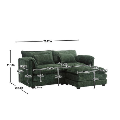 UNITED WE WIN Chenille fabric, removable armrests with side pockets, high density sponge filling, oversized double sofa with footstool-海智集-Default-