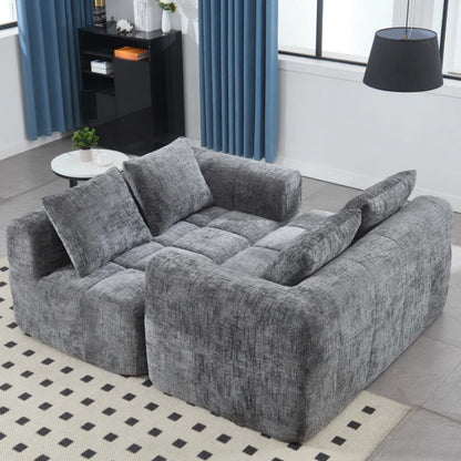 UNITED WE WIN Chenille Loveseat Sofa,Minimalist Modular Couches Sleeper for Living Room Bedroom Apartment Lounge-海智集-Default-