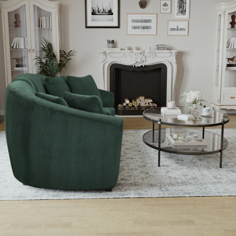 UNITED WE WIN corduroy fabric, two cup holders, storage, oversized two-seat, solid wood frame, high quality sponge filling, curved placement sofa-海智集-Default-