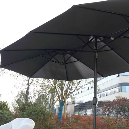 14.8 Ft Double Sided Outdoor Umbrella Rectangular Large with Crank ( Navy blue )(No Base)-海智集-Default-