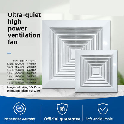 Integrated Ceiling Ventilation Fan for Bathroom Exhaust Ventilation, Powerful Quiet Exhaust Fan for Kitchen-Kitchen & Bathroom-海智集-[ 6inch Circle White ] Opening Size 17X17CM-