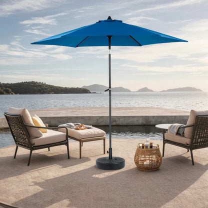 9FT Outdoor Patio Umbrella Outdoor Table Umbrella with Push Button Tilt and Crank, Market Umbrella 6 Sturdy Ribs , Deck, Backyard, Pool (Base Not Included) - ( Dark blue )-海智集-Default-
