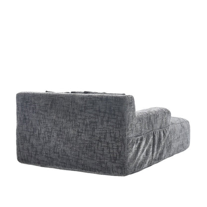 Chenille Interior Lazy Sofa Chaise Longue Armchair with Three Pillows and Armrests in Grey-海智集-Default-