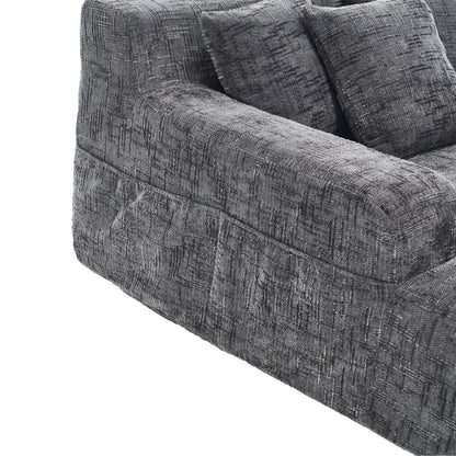 Chenille Interior Lazy Sofa Chaise Longue Armchair with Three Pillows and Armrests in Grey-海智集-Default-