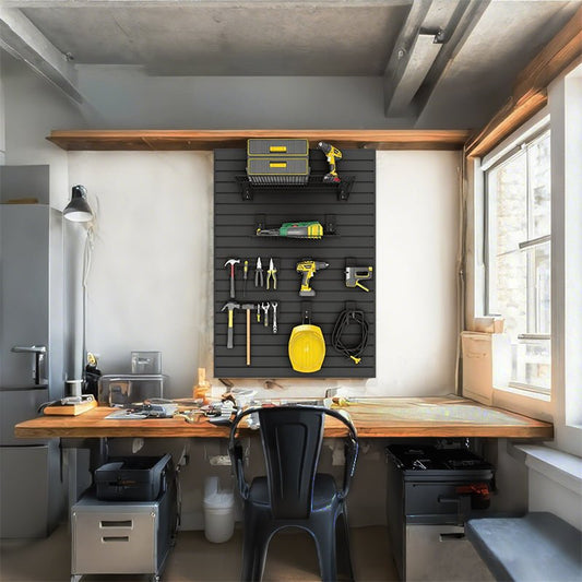 Customizable Waterproof OEM Wood Slat Wall Shelves for Garage Tools Interior Living Room Storage Panels - 海智集