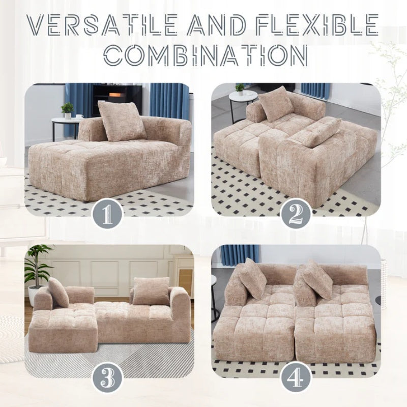 UNITED WE WIN Chenille Loveseat Sofa,Minimalist Modular Couches Sleeper for Living Room Bedroom Apartment Lounge-海智集-Default-