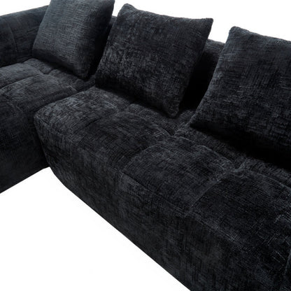 UNITED WE WIN 98.42-inch modular sectional sofa, modern modular L-shaped sofa with chaise longue, equipped with small side pockets and free of compression during installation.-海智集-Default-