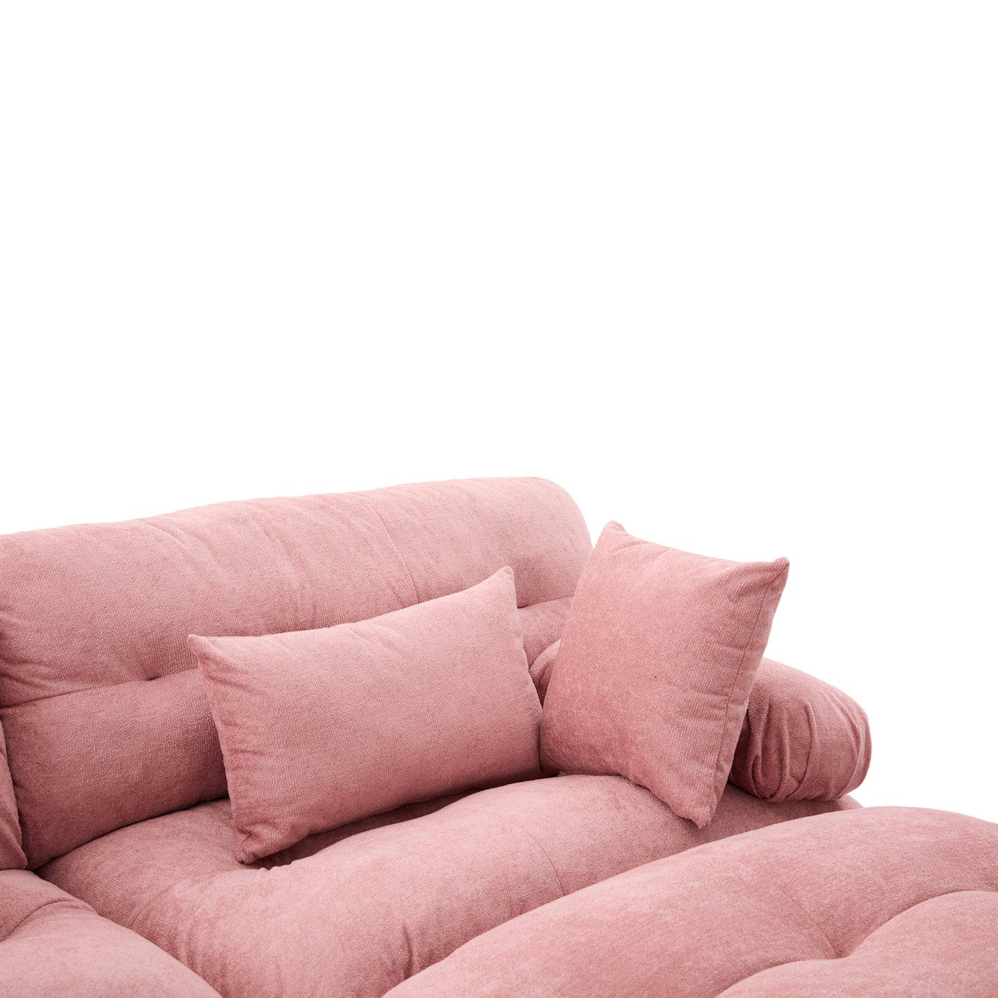 UNITED WE WIN Pelletized velvet U Shape Cloud Couch with 2 Ottomans,Free Combined 3 Seater Comfy Sofa with Bolster Armrest Pillows, sofa for Living Room-海智集-Default-